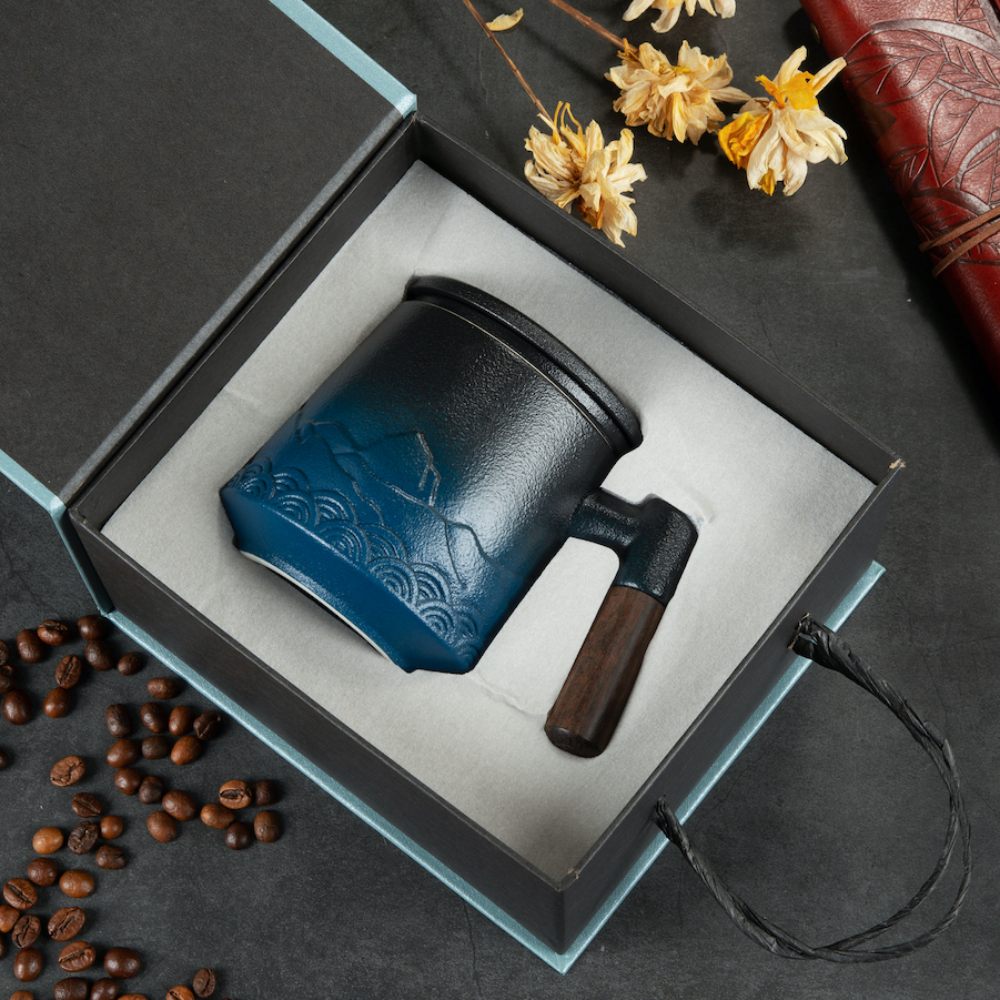 Nature-Inspired Porcelain Mug – Mountain Meets Ocean