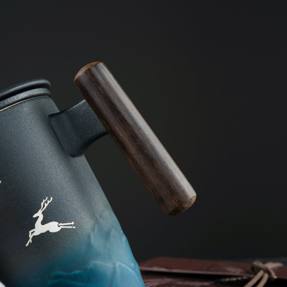 Moonlit Forest Mug – Porcelain Grace with Elk Motif
