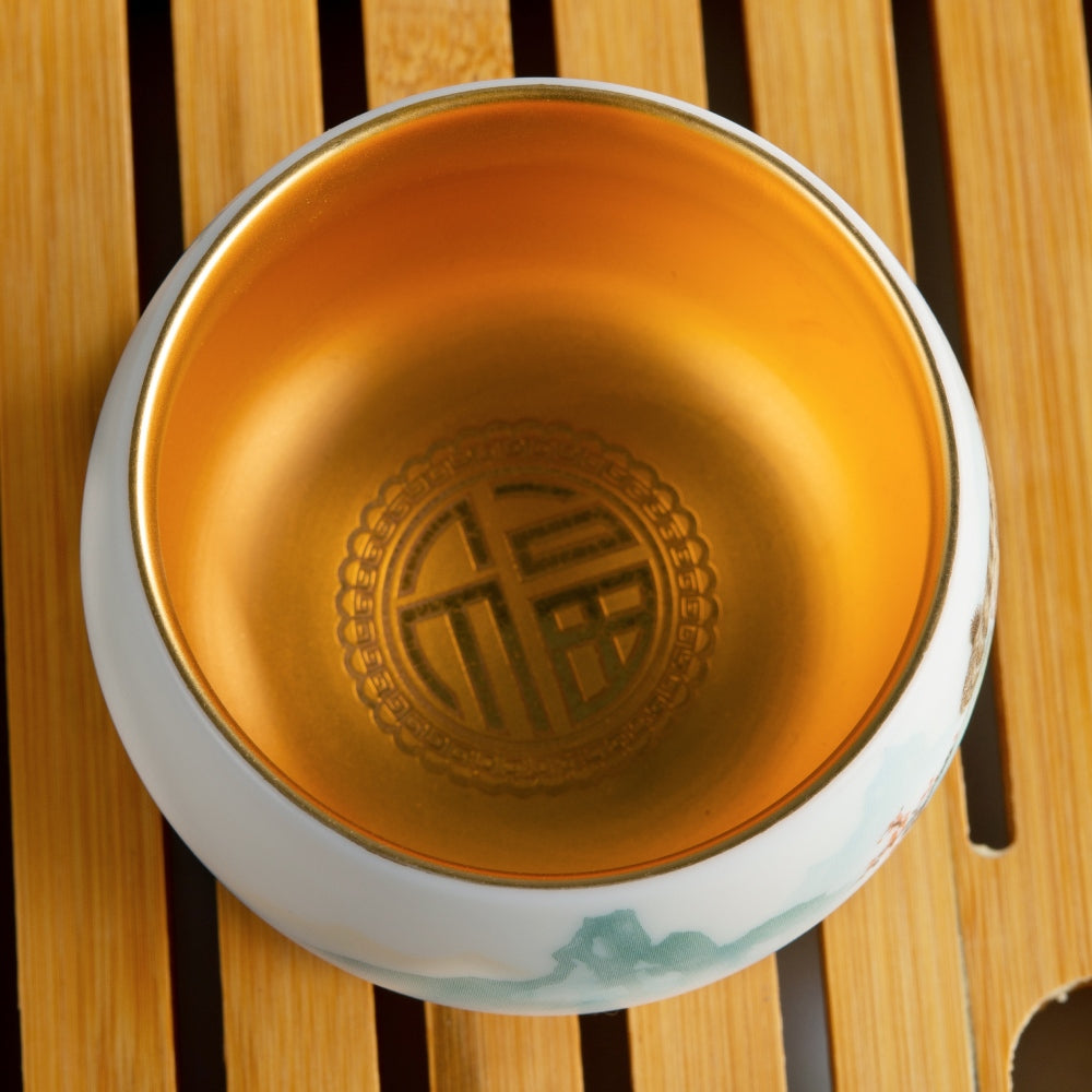 Tiger Tea Cup - Mutton Fat Jade Porcelain