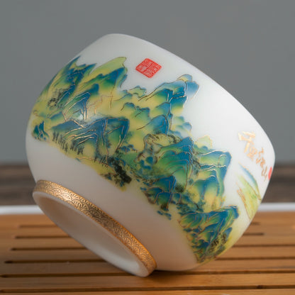 Mountain Coffee & Tea Cup - Mutton Fat Jade Porcelain