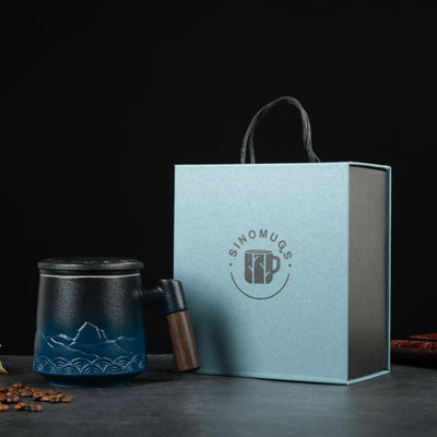 Nature-Inspired Porcelain Mug – Mountain Meets Ocean