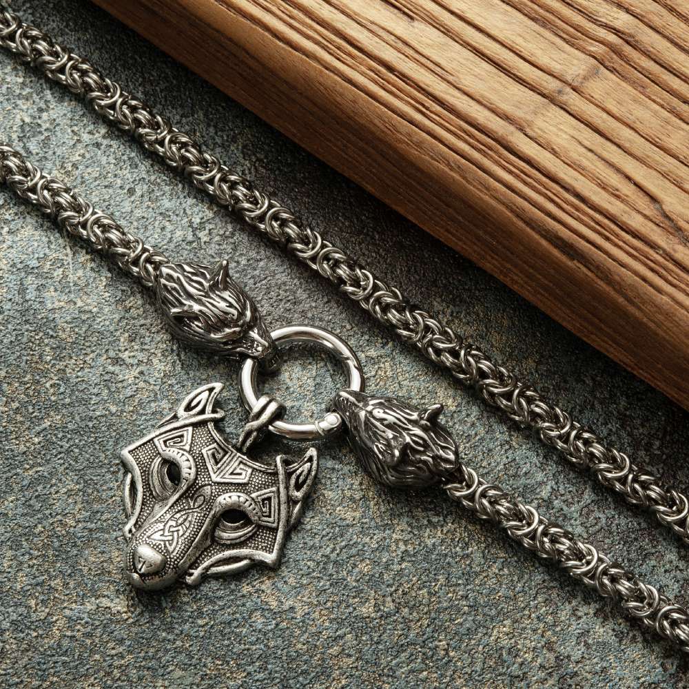 Vikings Wolf Head Necklace Stainless Steel Pendant Necklace